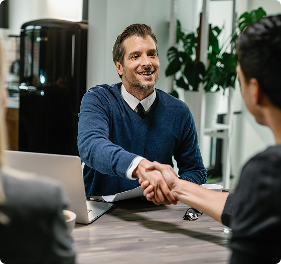 Salesman discussing HVAC products with a customer.