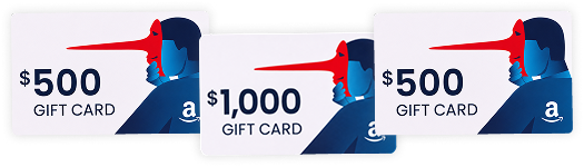 Amazon gift cards valued at $500 and $1,000